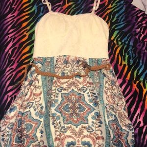 white and blue dress